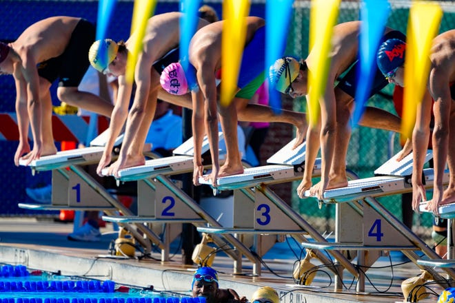 Local and area schools compete in the swimming and diving District 6-1A championship on Wednesday, Oct. 26, 2022, at Indian River State College in Fort Pierce.