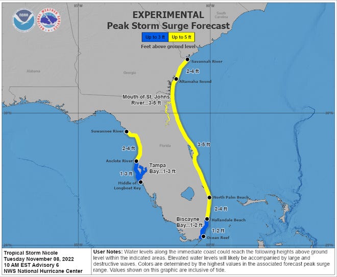 Tropical Storm Nicole 10 a.m. Nov. 8, 2022.