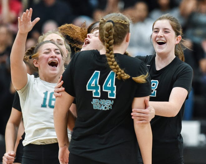 Jensen Beach beats Vanguard in the 5A state semifinal volleyball match, Saturday, Nov. 5, 2022, at Jensen Beach High School.