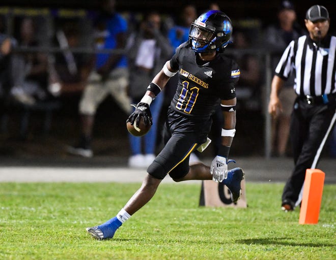 John Carroll Catholic senior Aidan Singleton had two touchdown catches leading the Rams to a 38-7 win over Cardinal Mooney in a Region 3-1S semifinal high school football game, Friday, Nov. 18, 2022, in Fort Pierce.