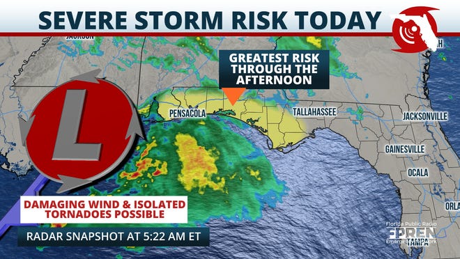 Cold front moving through Florida could bring strong storms and risk for tornadoes.