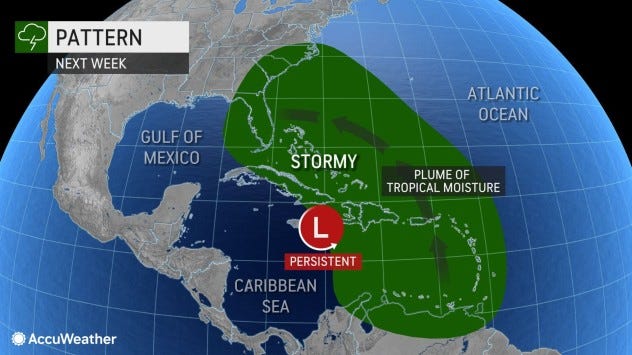 Tropical conditions could develop in early November, bringing rain to the Southeast.