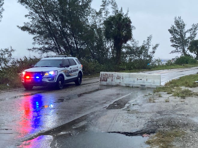 Indian River Drive blocked just south of Walton in Port St. Lucie on Nov. 10 following the landfall of Hurricane Nicole.