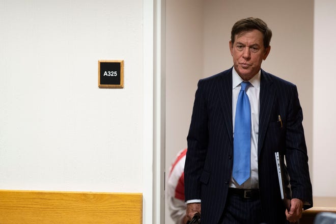 Attorney Bob Watson, representing accused murderer Austin Harrouff, attends a status hearing in front of Martin County Circuit Judge Sherwood Bauer on Thursday, March 5, 2020, at the Martin County Courthouse in Stuart. A state-hired psychologist recently concluded Harrouff was legally insane at the time of the 2016 crime.