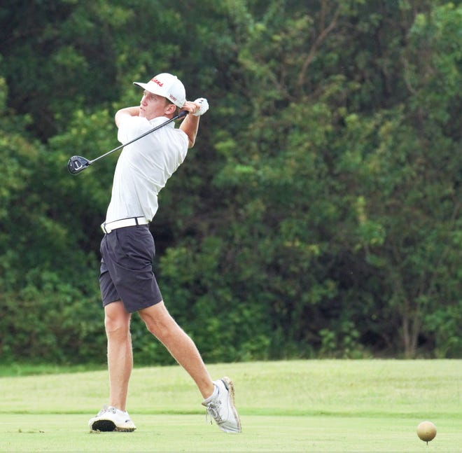 Vero Beach's James Hassell hits his tee shot on the third hole during a match against South Fork and Dwyer on Oct. 1 at Hammock Creek Golf Club in Stuart.