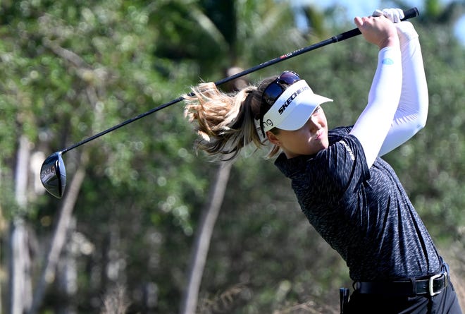 Brooke Henderson tees off on the 18th hole during the 2022 CME Group Tour Golf Championship Pro-Am at the Tiburn Golf Club in Naples, Fla., Saturday, Nov. 16, 2022.

Dsc 1087