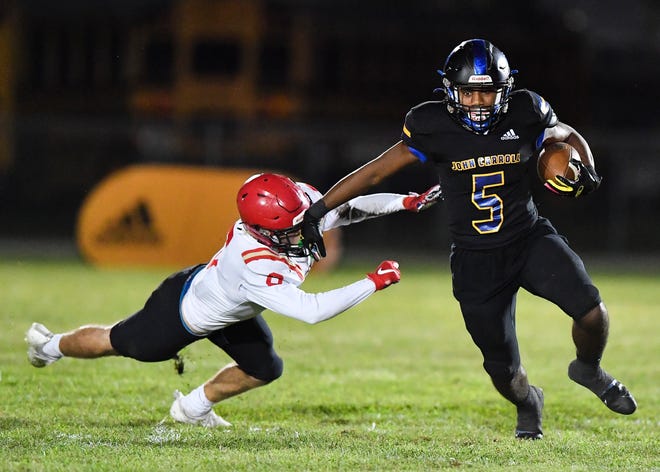 John Carroll Catholic hosts Cardinal Mooney in a Region 3-1S semifinal high school football game, Friday, Nov. 18, 2022, in Fort Pierce.