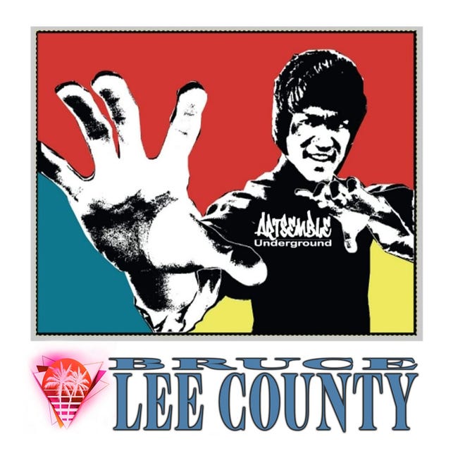 Artist Brian Weaver painted this image of Bruce Lee in September 2021 to publicize Artsemble Underground's new petition. They want to change the name of Robert E. Lee County to Bruce Lee County.