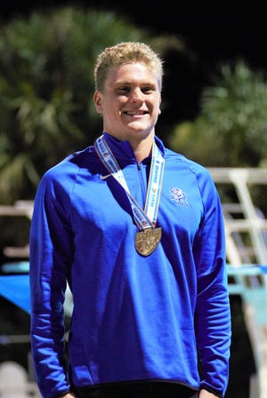 Sebastian River's Mitchell Ledford won the 100 backstroke at the 2022 Florida High School Athletic Association Class 3A Swimming and Diving State Championships on Friday, Nov. 4, 2022, at Sailfish Splash Waterpark in Stuart.