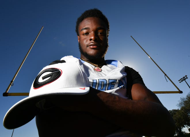 Jaylen Heyward of Rockledge is photographed at the school Wednesday afternoon, January 11, 2023. Heyward has decided to play for the University of Georgia.  Craig Bailey/FLORIDA TODAY via USA TODAY NETWORK