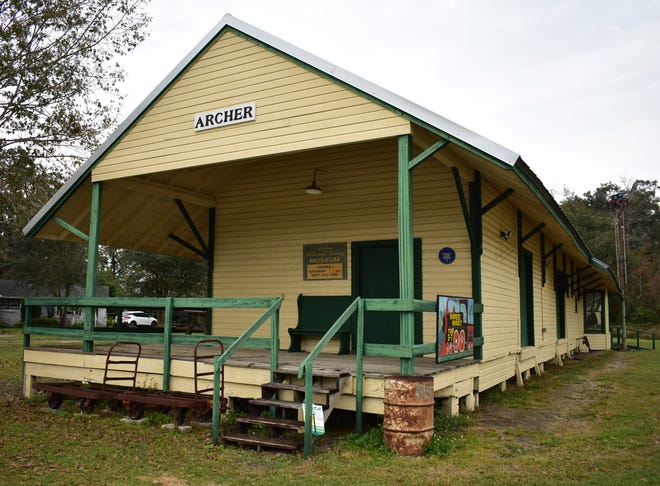 The Archer Historical Society Railroad Museum, in Archer, Florida holds a plaque honoring Rosewood schoolteacher Mahulda Gussie Brown Carrier on Thursday, Dec. 22, 2022.