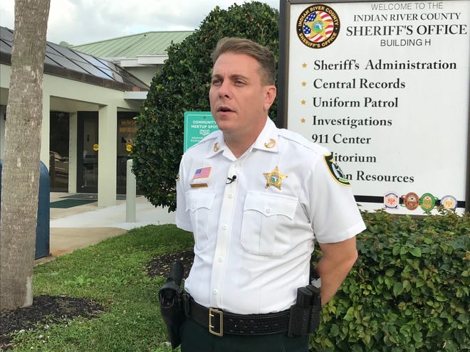 Sheriff Eric Flowers spoke outside Indian River County Sheriff's Office about the Jan. 5, 2023 arrest of Drew Leibrock, 52, of Sebastian, who was charged in the Dec. 30 death of a woman off U.S. 1 near Sebastian whose body was found after reportedly being struck by Leibrock's truck following a domestic dispute.