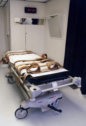 Florida's lethal injection gurney is shown in an undated handout photo taken in the redesigned death chamber in 2016.