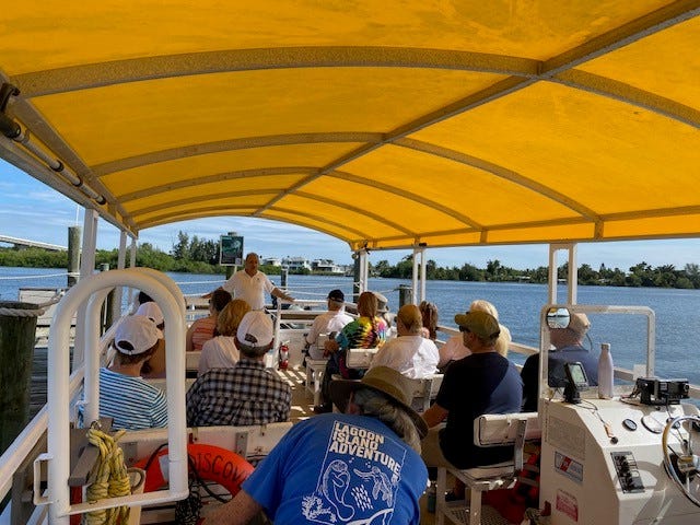 Visitors to the Environmental Learning Center in Wabasso can take a tour on a pontoon boat on the Indian River Lagoon.