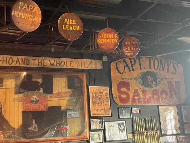 Mike Leach's barstool with his name hangs above the bar at Capt. Tony's Saloon in Key West, along with stools for Ernest Hemingway, John F. Kennedy and Harry Truman.