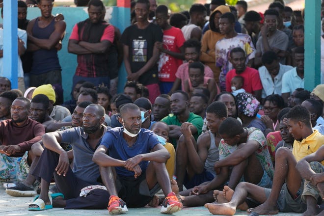 Haitian migrants wait to be processed and receive medical attention at a tourist campground in Sierra Morena, in the Villa Clara province of Cuba, Wednesday, May 25, 2022. A vessel carrying more than 800 Haitians trying to reach the United States wound up instead on the coast of central Cuba, government news media said Wednesday.