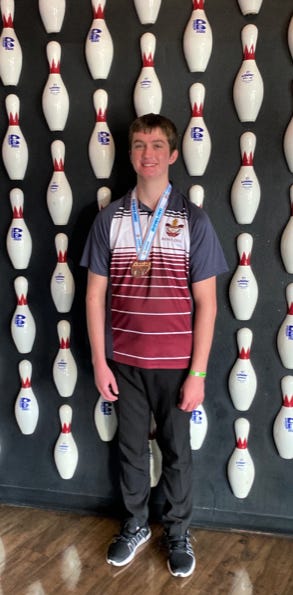 Somerset College Prep senior Quinn Bostic finished third at the FHSAA Bowling State Championships Thursday at the Boardwalk Bowl in Orlando. Bostic won three matches after qualifying as the No. 2 overall seed in bracket play.