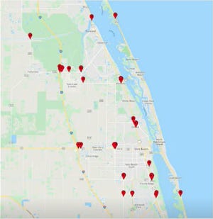 At 96 cameras as of Jan. 5, 2023, a phase one map presented at a Dec. 14, 2021 county commission meeting showed the planned placement of the first 48 cameras of Indian River County Sheriff's Office automated license plate reader network following its June 6, 2021 contract with Atlanta-based surveillance tech startup Flock Safety.