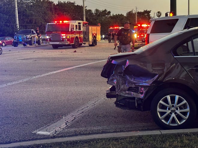 d8b99a25-8430-4f87-b6cd-166455e99f25-01032022_tcn_sebastian_area_motorcycle_crash_ii A 49-year-old Fort Pierce man died after his 2007 Harley Davidson struck a 2014 Volkswagen Jetta on U.S. 1 at Barber Street near Sebastian on Monday, Jan. 2, 2023, according to the Florida Highway Patrol.