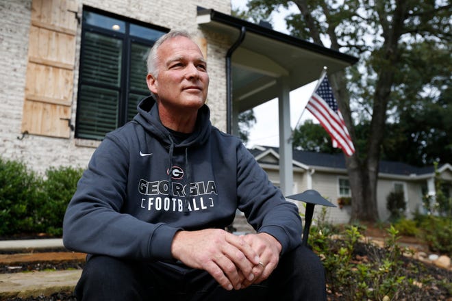 Former Georgia head football coach Mark Richt poses for a photo at his home in Athens, Ga., on Thursday, Oct. 21, 2021.