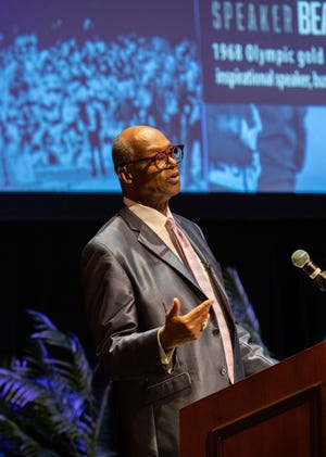 Former US Olympian Bob Beamon speaks at Palm Beach State College during the 24th Annual Dr. Martin Luther King, Jr. Celebration on Jan. 19, 2023