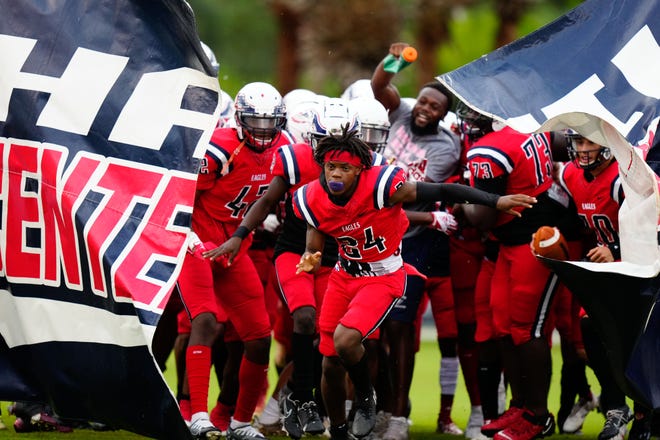 St. Lucie West Centennial High School hosts Heritage in a high school football game on Friday, Sept. 9, 2022 at South County Stadium in Port St. Lucie. Centennial won 30-0.