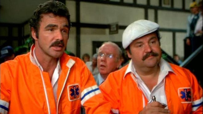 Burt Reynolds and Dom DeLuise star in "The Cannonball Run."