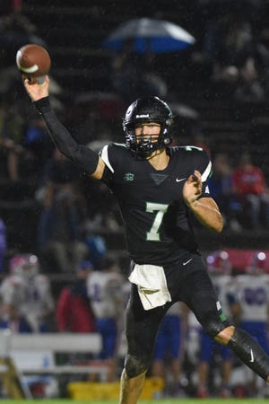 Choctawhatchee quarterback Jesse Winslette throws a pass during against Pace at Etheredge Stadium on Aug. 26.
