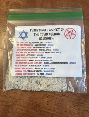 Antisemitic fliers that touted the viewpoint that people of the Jewish faith are behind the COVID-19 pandemic were distributed overnight in February 2022 in an Ormond Beach neighborhood.