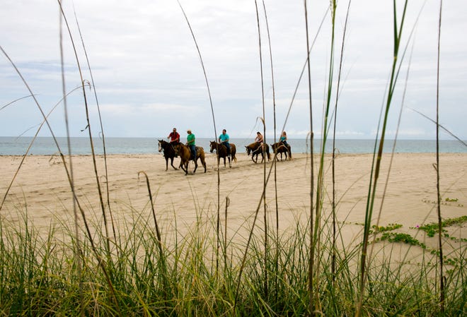 Horseback riding along Fredrick Douglas Beach in Fort Pierce is popular with tourists, and local residents.