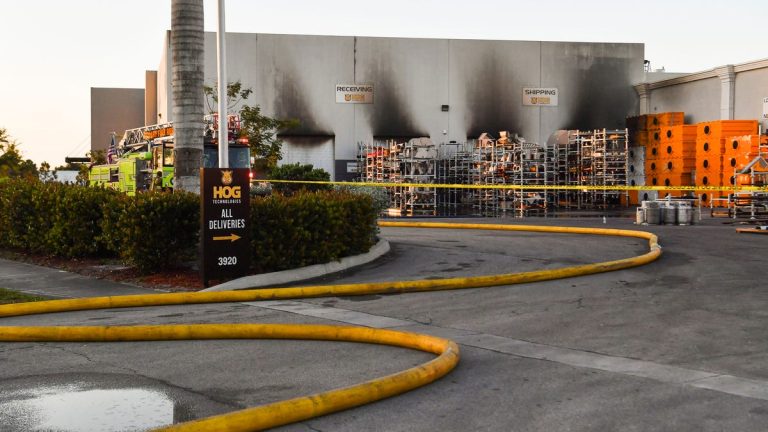 A large fire broke out at HOG Technologies overnight in Stuart