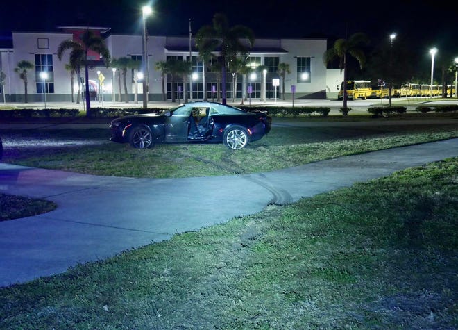 Port St. Lucie Police said this Chevrolet Camaro crashed after fleeing police during a "street takeover" event beginning late March 4, 2023.