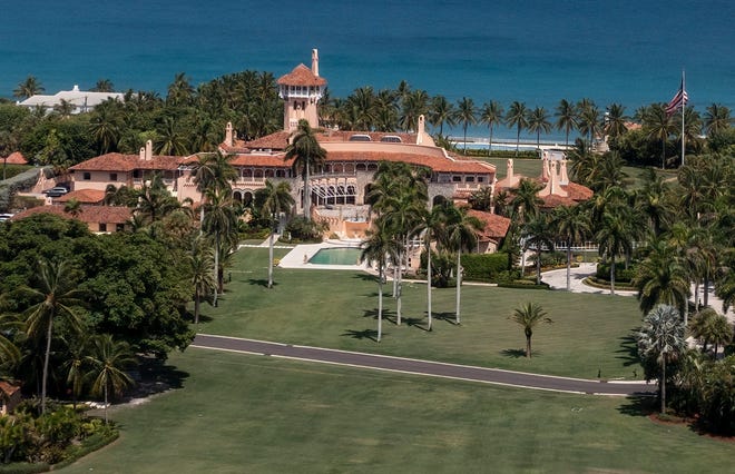 An aerial view of former President Donald Trump's Mar-a-Lago estate on August 17, 2022 in Palm Beach, Florida.