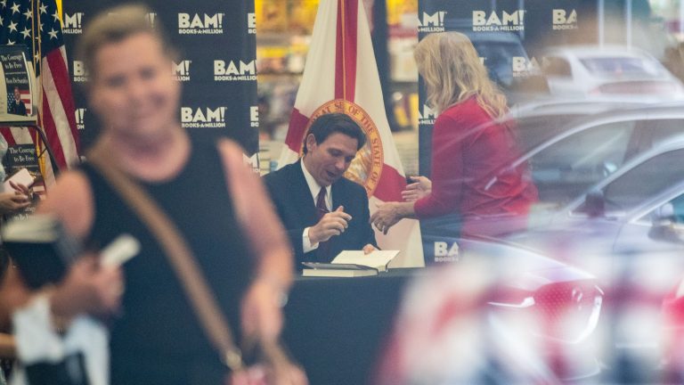 Tallahassee fans wait an hour and spend $42 for seven seconds with Ron DeSantis on book tour
