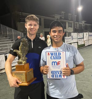 James Van Deinse (left) of Vero Beach Tennis & Fitness Club won the Open Division final and, along with event runner-up Tyler Rios (right) of Port St. Lucie, earned a main draw doubles wild card  on Thursday, March 2, 2023.
