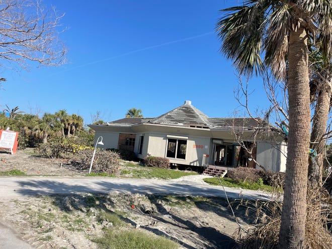 A home in Fort Myers, Florida, remains destroyed on Sunday, March 5, 2023, five months after Hurricane Ian struck the state's Gulf coast.