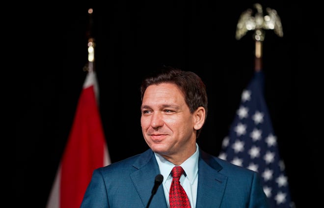 Gov. Ron DeSantis holds a press conference to sign the “Live Local Act” at South Street City Oven Bar and Grill in Naples on Wednesday, March 29, 2023.